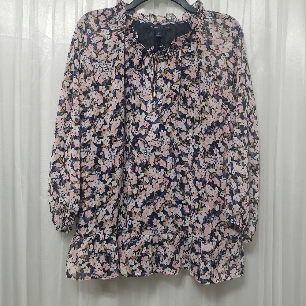 NWT Tommy Hilfiger Sz M Floral Boho Top - Picture 1 of 13